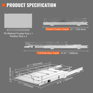 Pull-Out Cabinet Organizer | 11x21" Wire Drawer Basket for Under Sink