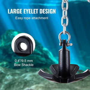 River Anchor 12lbs | Cast Iron Vinyl-Coated Mushroom Anchor with Shackle | For Boats up to 10ft