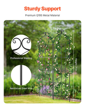 Garden Trellis 2-Pack | 71x20" Rustproof Metal Climbing Plant Support