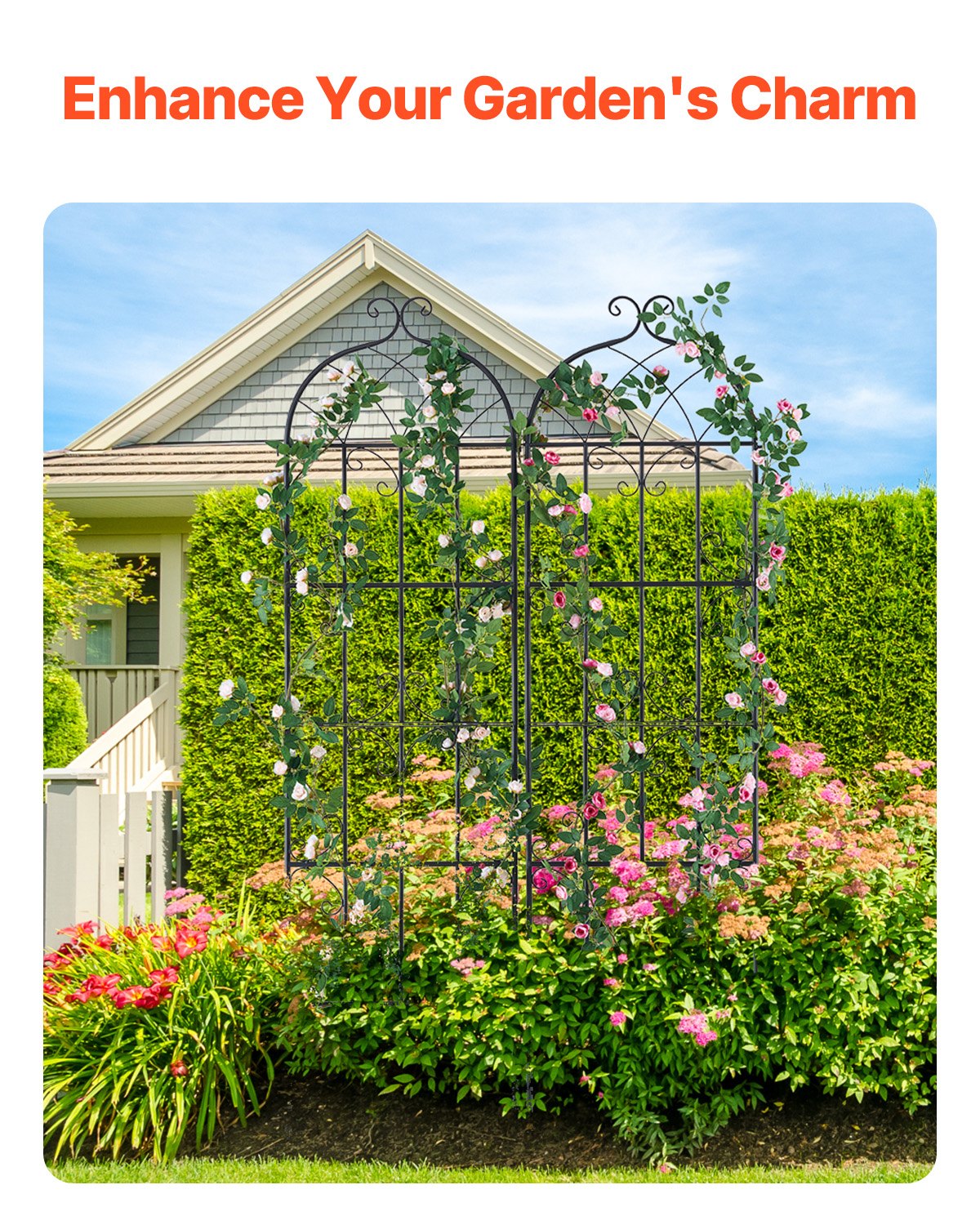 Garden Trellis 2-Pack | 71x20" Rustproof Metal Climbing Plant Support