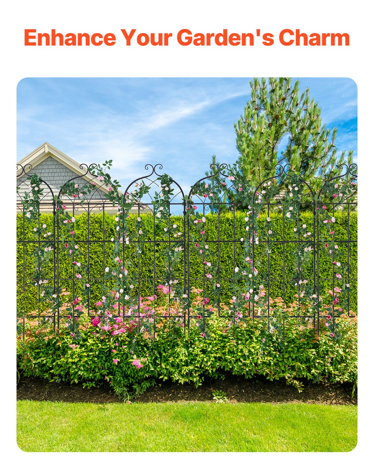 Metal Garden Trellis 4-Pack | 71x20" Rustproof Plant Support