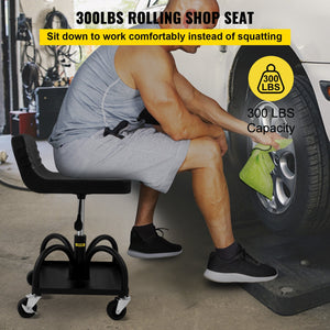 Garage Stool | Rolling Adjustable Mechanic Seat with Casters | 300LBS