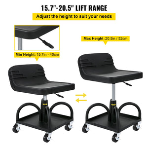 Garage Stool | Rolling Adjustable Mechanic Seat with Casters | 300LBS