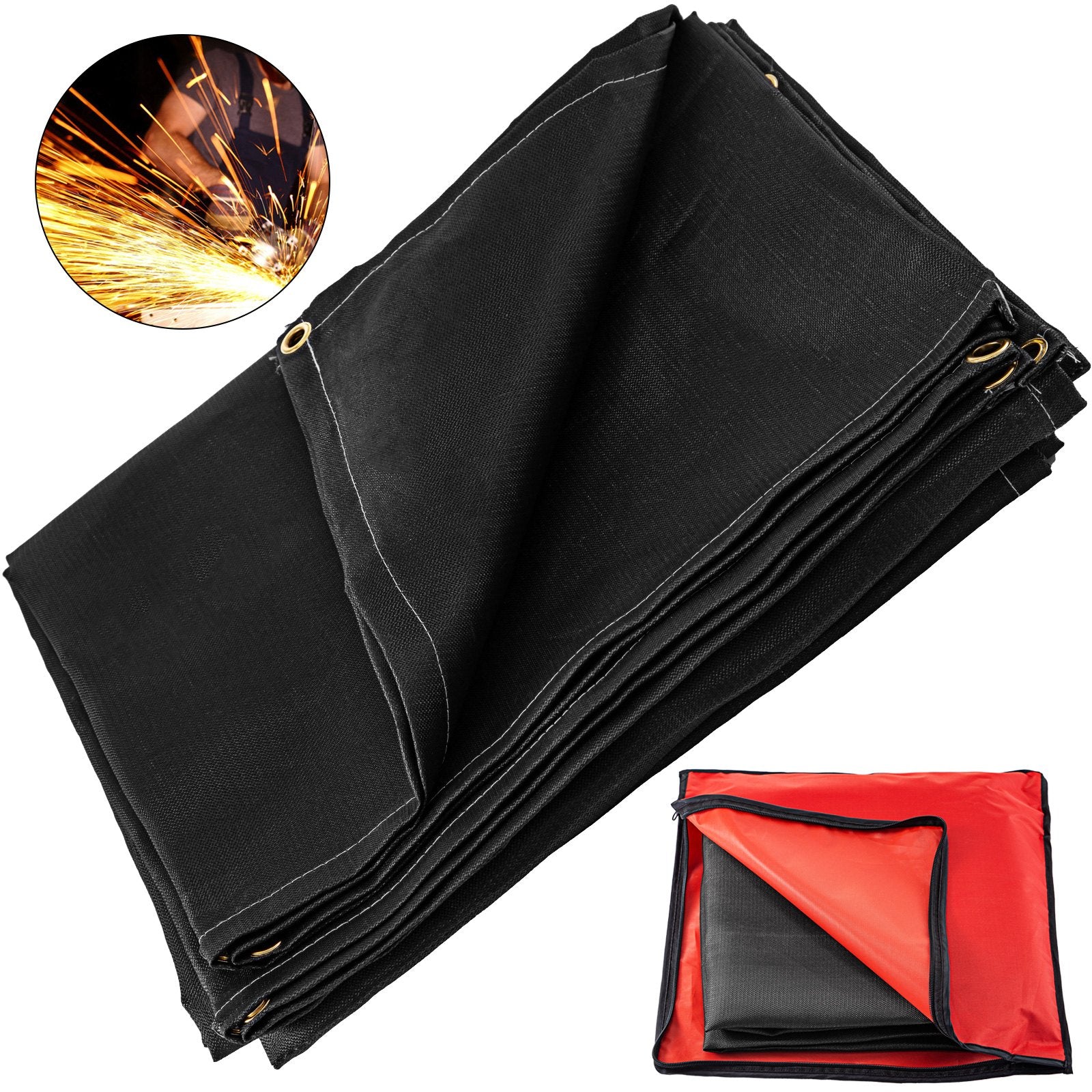 Welding Blanket | 10x10ft Black Fiberglass | Portable Fire Retardant Insulation with Carry Bag