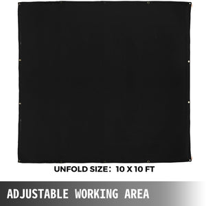 Welding Blanket | 10x10ft Black Fiberglass | Portable Fire Retardant Insulation with Carry Bag