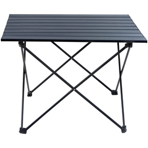 Folding Camping Table 22.2"x15.9" | Lightweight Aluminium Outdoor Table with Carry Bag | Compact Side Table for Cooking, Beach & Picnic | Black