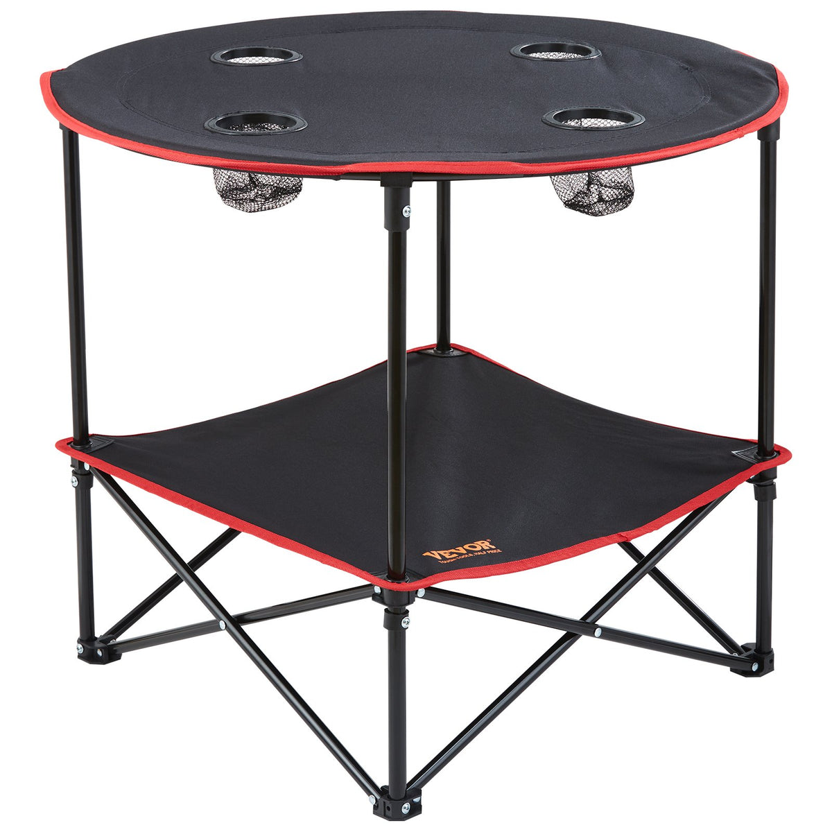 Folding Camping Table | Lightweight Portable Table with Storage & Bag | Oxford Fabric & Steel Frame | 28.3"x24" | For Beach & Picnic
