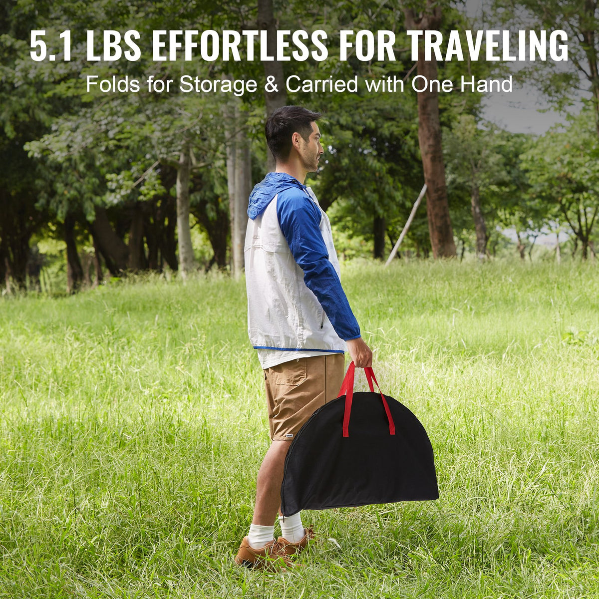 Folding Camping Table | Lightweight Portable Table with Storage & Bag | Oxford Fabric & Steel Frame | 28.3"x24" | For Beach & Picnic