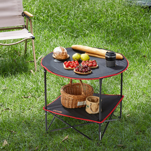 Folding Camping Table | Lightweight Portable Table with Storage & Bag | Oxford Fabric & Steel Frame | 28.3"x24" | For Beach & Picnic