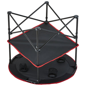 Folding Camping Table | Lightweight Portable Table with Storage & Bag | Oxford Fabric & Steel Frame | 28.3"x24" | For Beach & Picnic