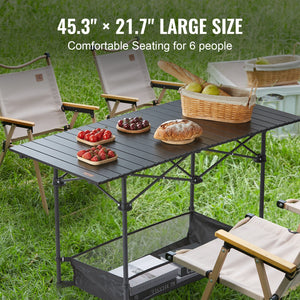 Folding Camping Table | 24x16" Lightweight Aluminum & Steel Work Table with Storage | Portable Beach, Picnic & Travel Table