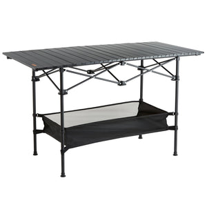 Folding Camping Table | 24x16" Lightweight Aluminum & Steel Work Table with Storage | Portable Beach, Picnic & Travel Table