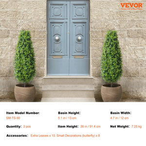 Artificial Boxwood Topiary Tree | 2 Pack 91cm Faux UV-Resistant