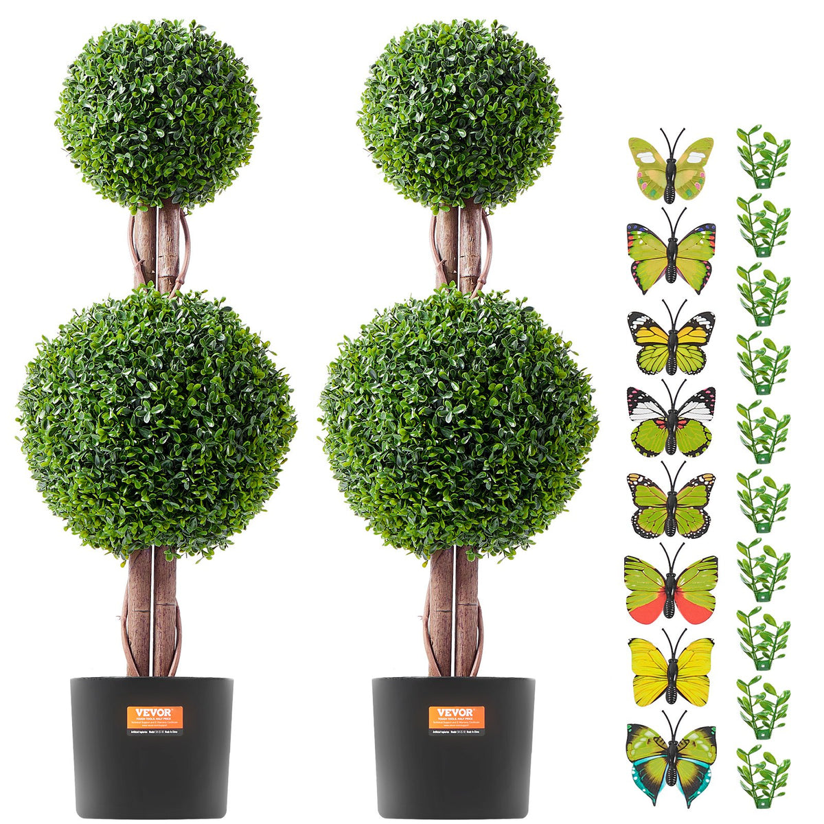 Artificial Boxwood Topiary Tree | 2 Pack 91cm Faux UV-Resistant | Indoor/Outdoor