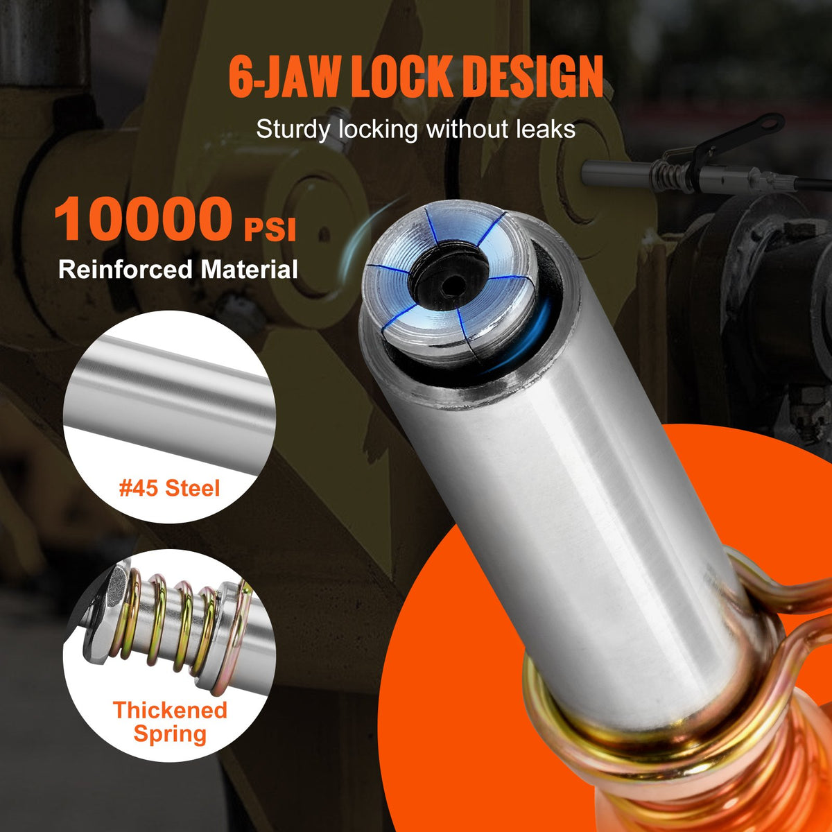 Grease Gun Coupler | 2-Pack High Pressure Quick Release | 10,000 PSI