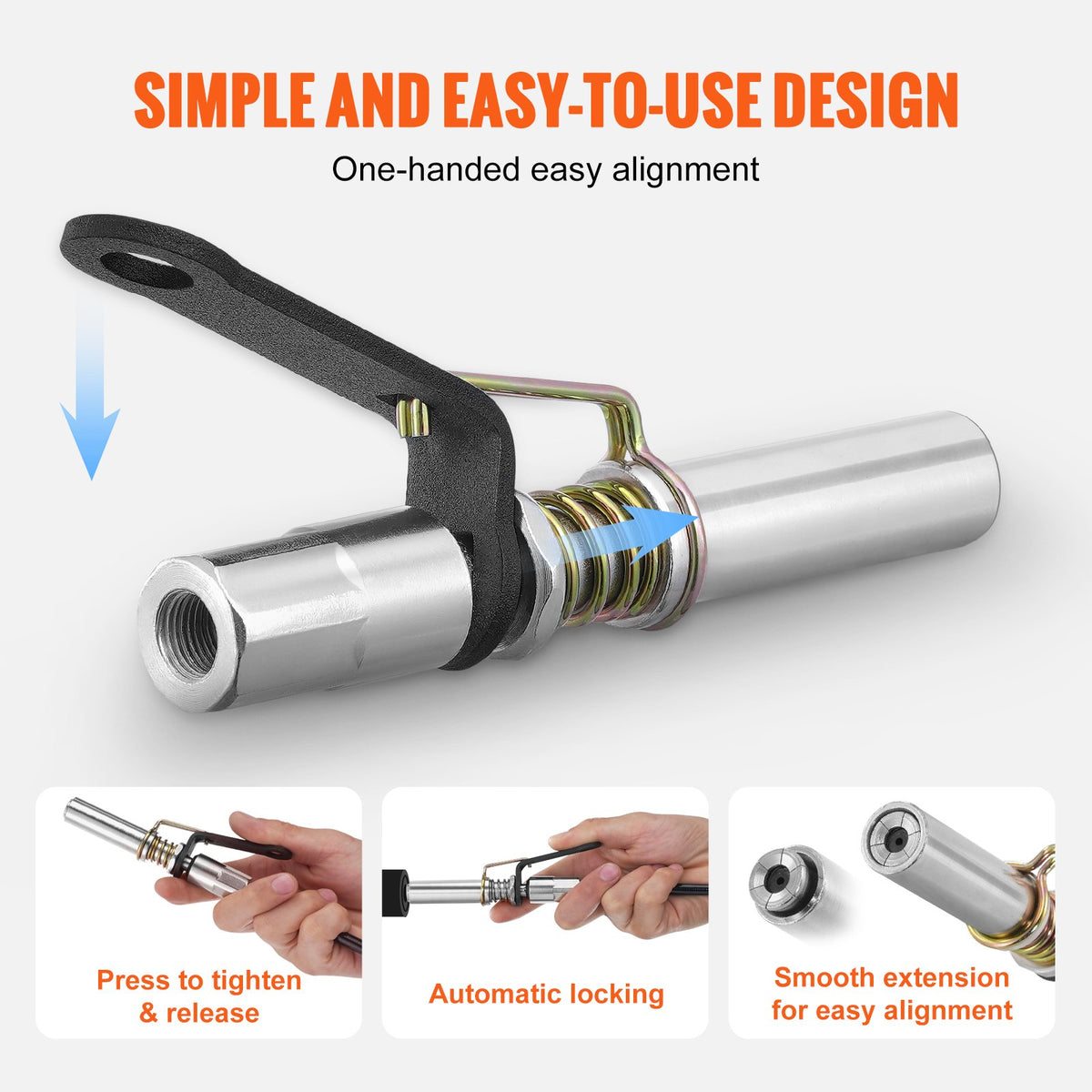 Grease Gun Coupler | 2-Pack High Pressure Quick Release | 10,000 PSI