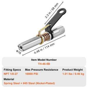 Grease Gun Coupler | 2-Pack High Pressure Quick Release | 10,000 PSI