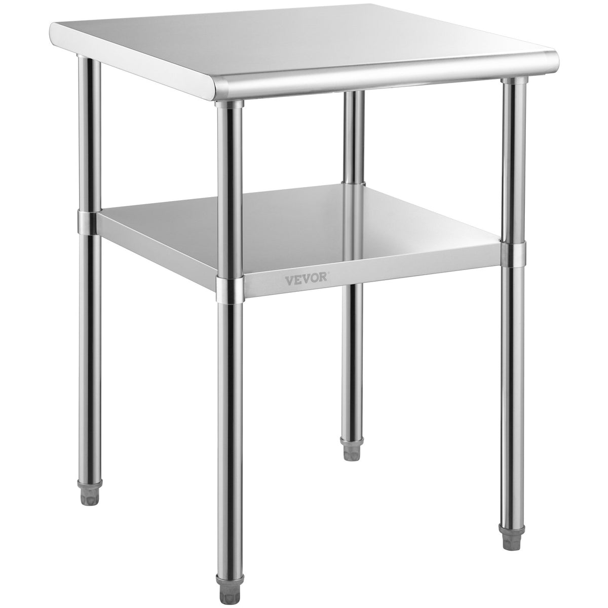 Stainless Steel Prep Table 61x61x91.4cm | 600lbs Capacity | Adjustable Undershelf & Wheels | Commercial Kitchen Workstation