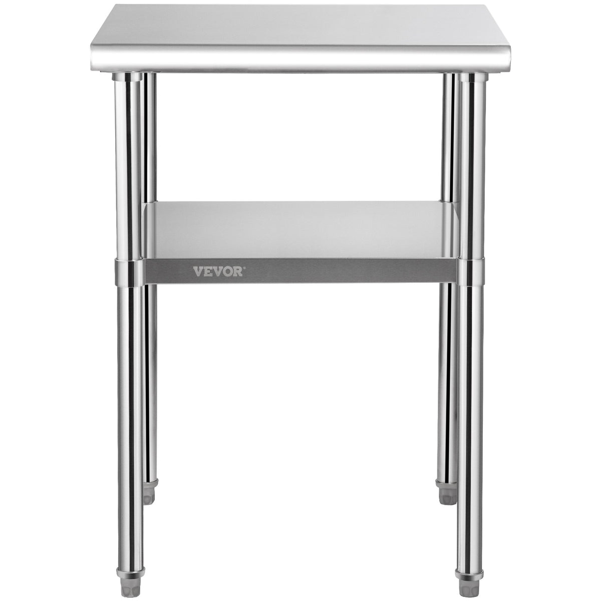 Stainless Steel Prep Table 61x61x91.4cm | 600lbs Capacity | Adjustable Undershelf & Wheels | Commercial Kitchen Workstation