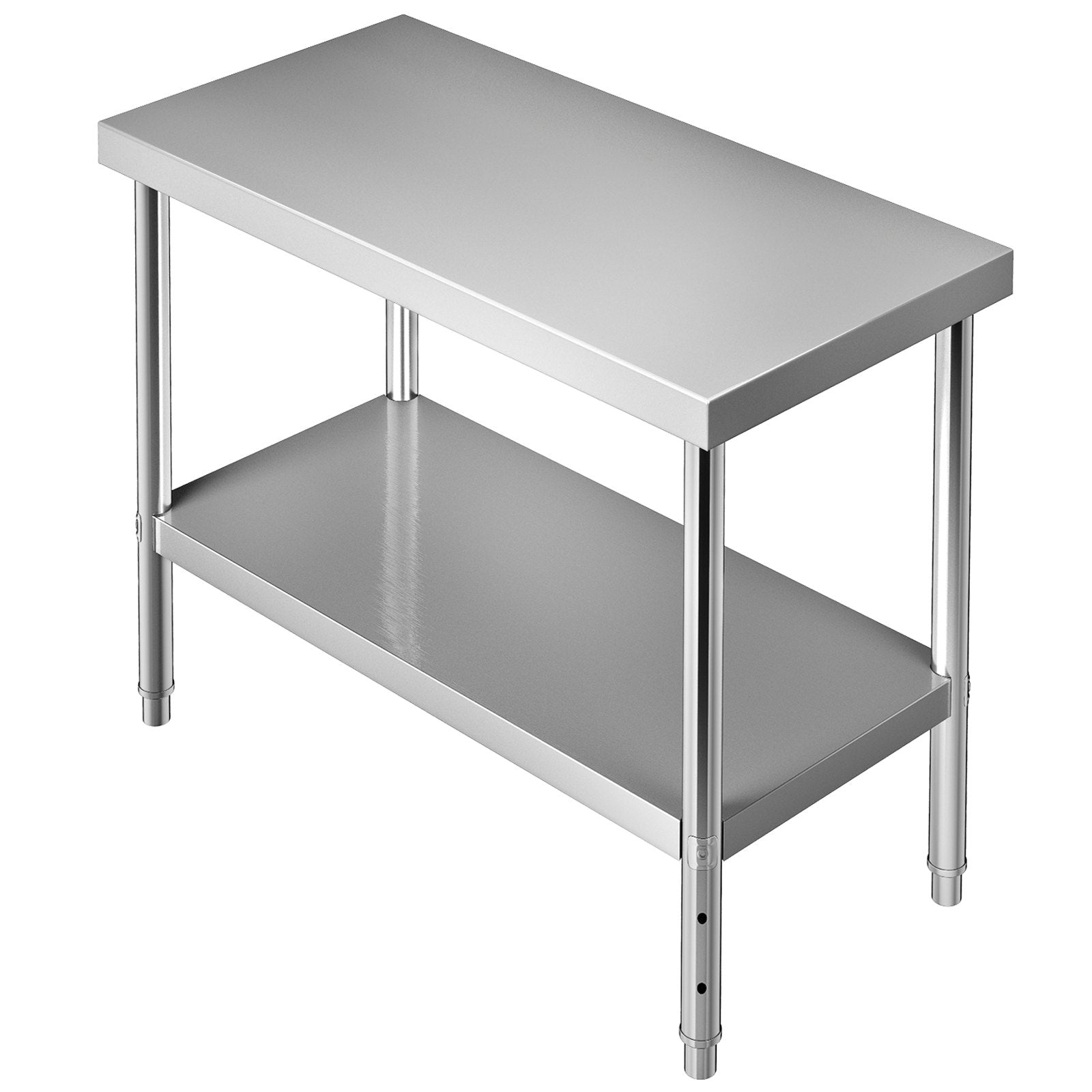 Stainless Steel Prep Table | 122x46x86cm Heavy Duty 250kg Load | Adjustable Undershelf Commercial Kitchen Workbench