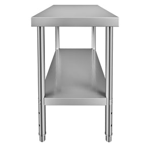 Stainless Steel Prep Table | 122x46x86cm Heavy Duty 250kg Load | Adjustable Undershelf Commercial Kitchen Workbench