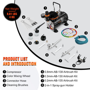 Airbrush Kit | Dual-Action Compressor for Nail Art, Makeup & Models