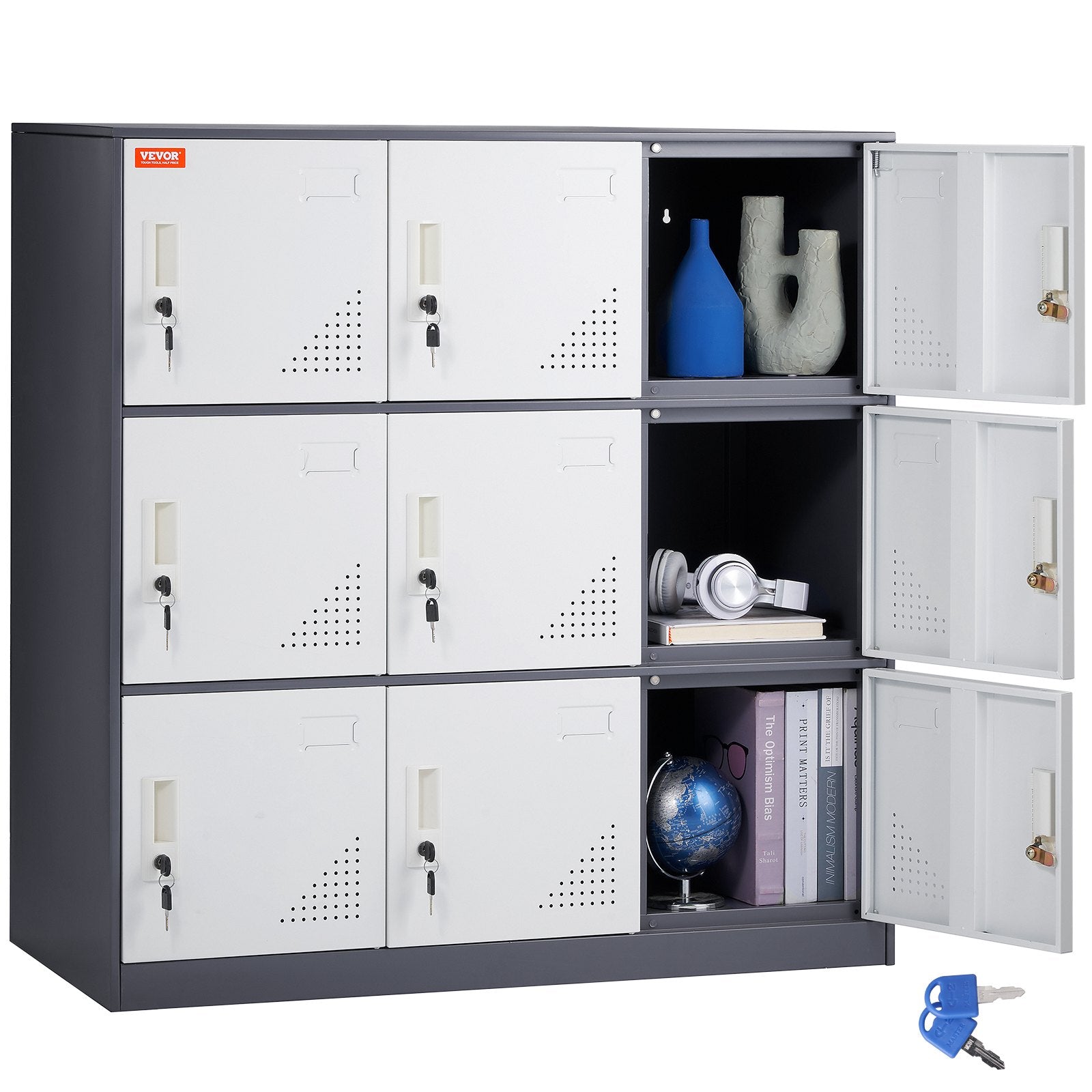 Metal Storage Cabinet | 9-Door Employee Locker | Gray