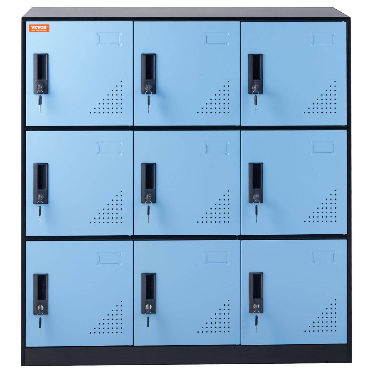 Metal Storage Cabinet | 9-Door Employee Steel Locker for Office | Black