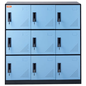 Metal Storage Cabinet | 9-Door Employee Steel Locker for Office | Black