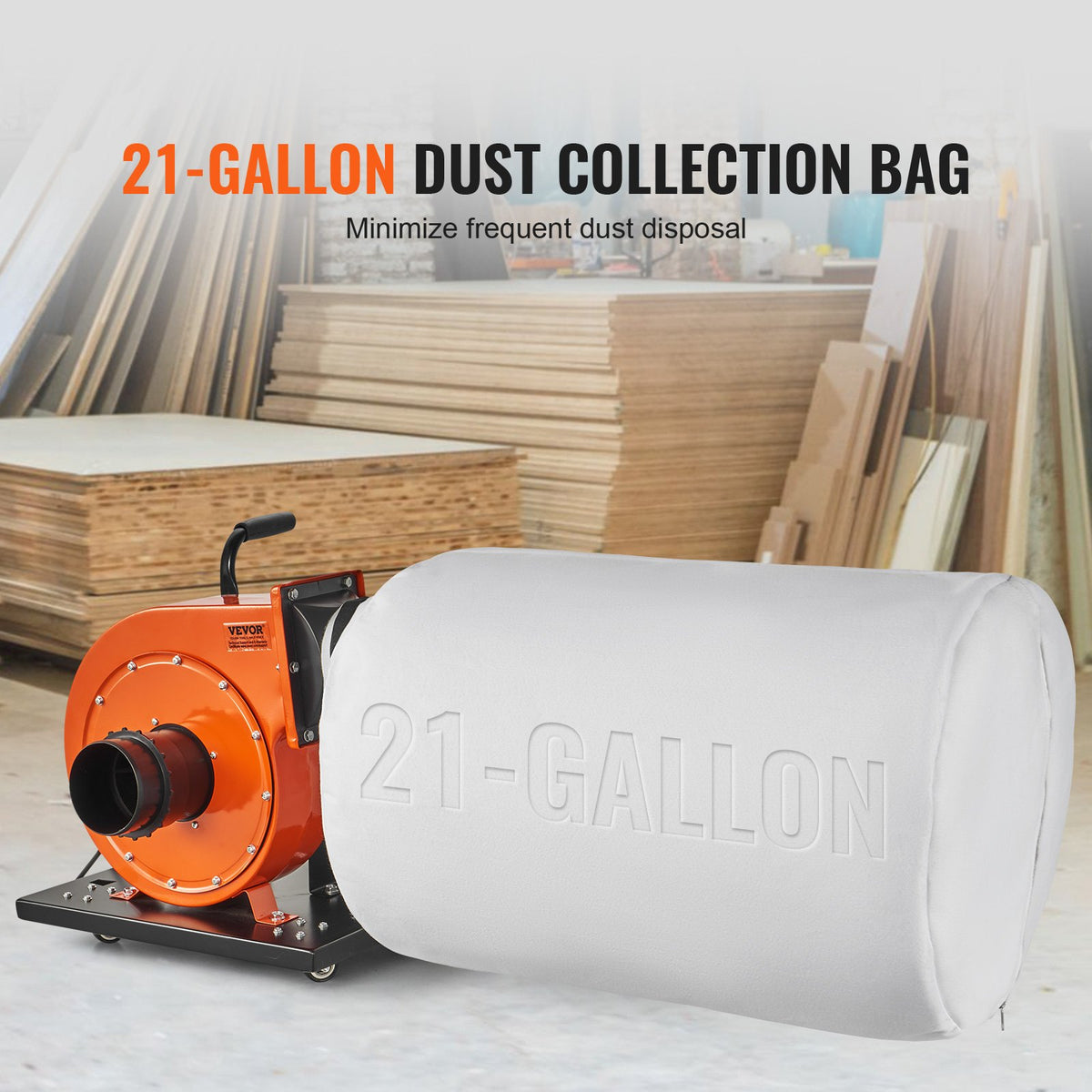 Dust Collector 1HP 460CFM | Mobile Workshop Wood Dust Extractor with 80L Collection Bag | 2.5 Micron Filtration | Rolling Design with Handle & Wheels