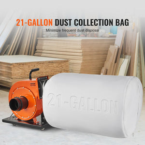 Dust Collector 1HP 460CFM | Mobile Workshop Wood Dust Extractor with 80L Collection Bag | 2.5 Micron Filtration | Rolling Design with Handle & Wheels