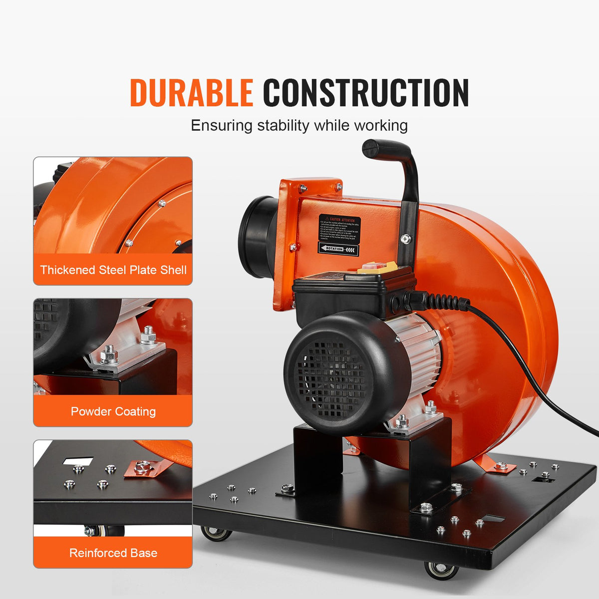 Dust Collector 1HP 460CFM | Mobile Workshop Wood Dust Extractor with 80L Collection Bag | 2.5 Micron Filtration | Rolling Design with Handle & Wheels