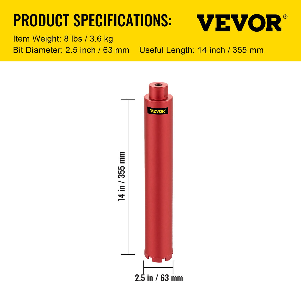 Dry Diamond Core Drill Bit 2.5" (63mm) | Masonry Hole Cutter for Concrete & Brick