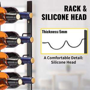 Wall Mounted Wine Rack | Holds 24 Bottles | Black Steel Vertical Display with Forward Storage Design | 48"x11"x1"