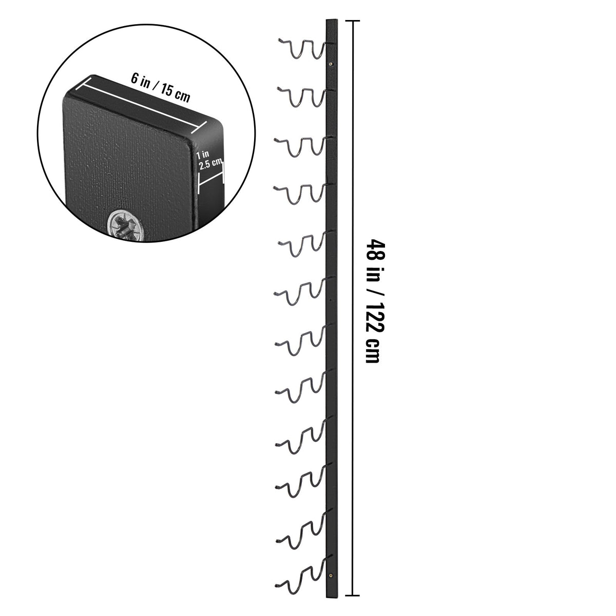 Wall Mounted Wine Rack | Holds 24 Bottles | Black Steel Vertical Display with Forward Storage Design | 48"x11"x1"