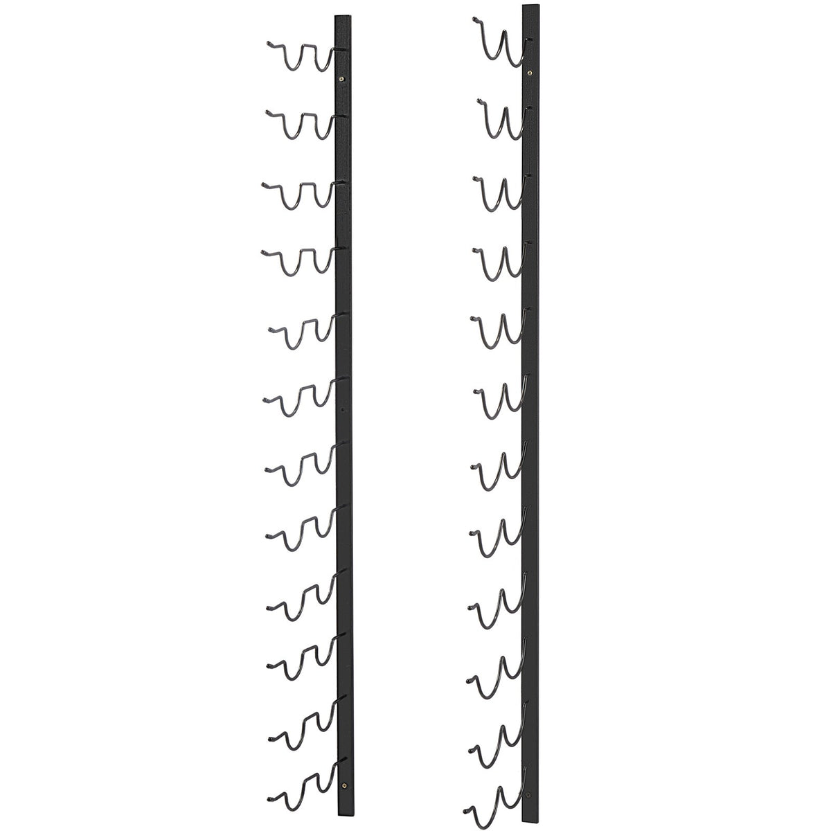 Wall Mounted Wine Rack | Holds 24 Bottles | Black Steel Vertical Display with Forward Storage Design | 48"x11"x1"