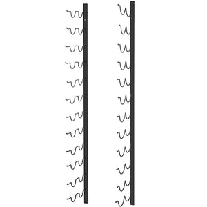 Wall Mounted Wine Rack | Holds 24 Bottles | Black Steel Vertical Display with Forward Storage Design | 48"x11"x1"