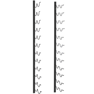 Wall Mounted Wine Rack | Holds 24 Bottles | Black Steel Vertical Display with Forward Storage Design | 48"x11"x1"