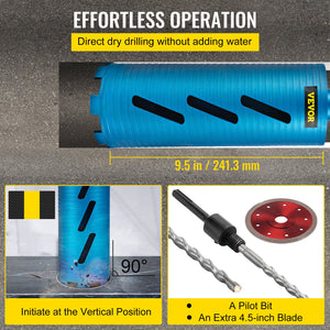 Core Drill Bit 4" | Diamond Dry Coring Bit with Pilot Bit | For Hard Concrete Drilling
