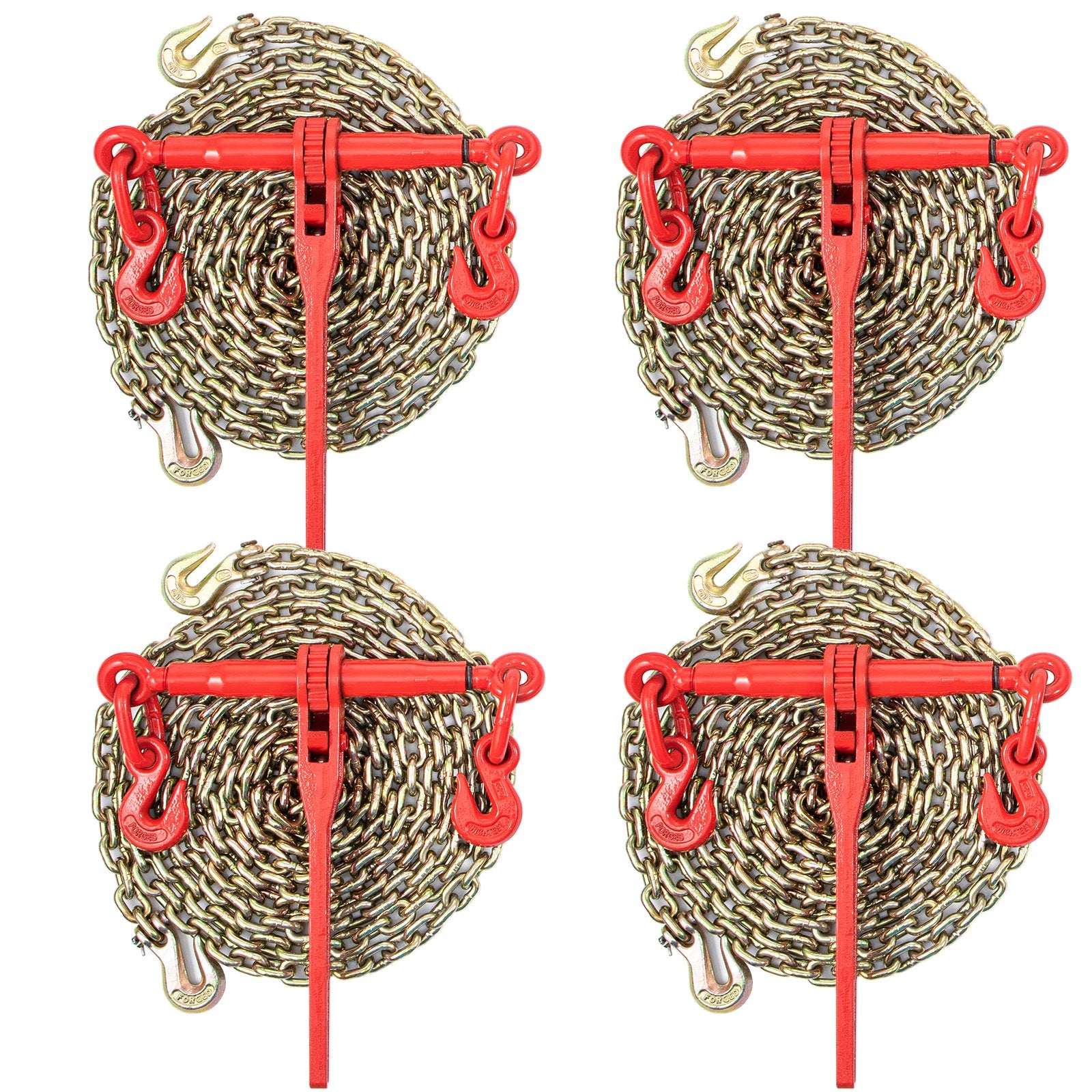 Chain Load Binder Kit 8mm | 3 Ton WLL | Includes 4 Ratchet Binders + 4 Grade 80 Chains (6.4m)