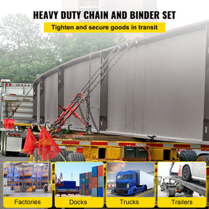 Chain Load Binder Kit 8mm | 3 Ton WLL | Includes 4 Ratchet Binders + 4 Grade 80 Chains (6.4m)