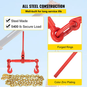 Chain Load Binder Kit 8mm | 3 Ton WLL | Includes 4 Ratchet Binders + 4 Grade 80 Chains (6.4m)