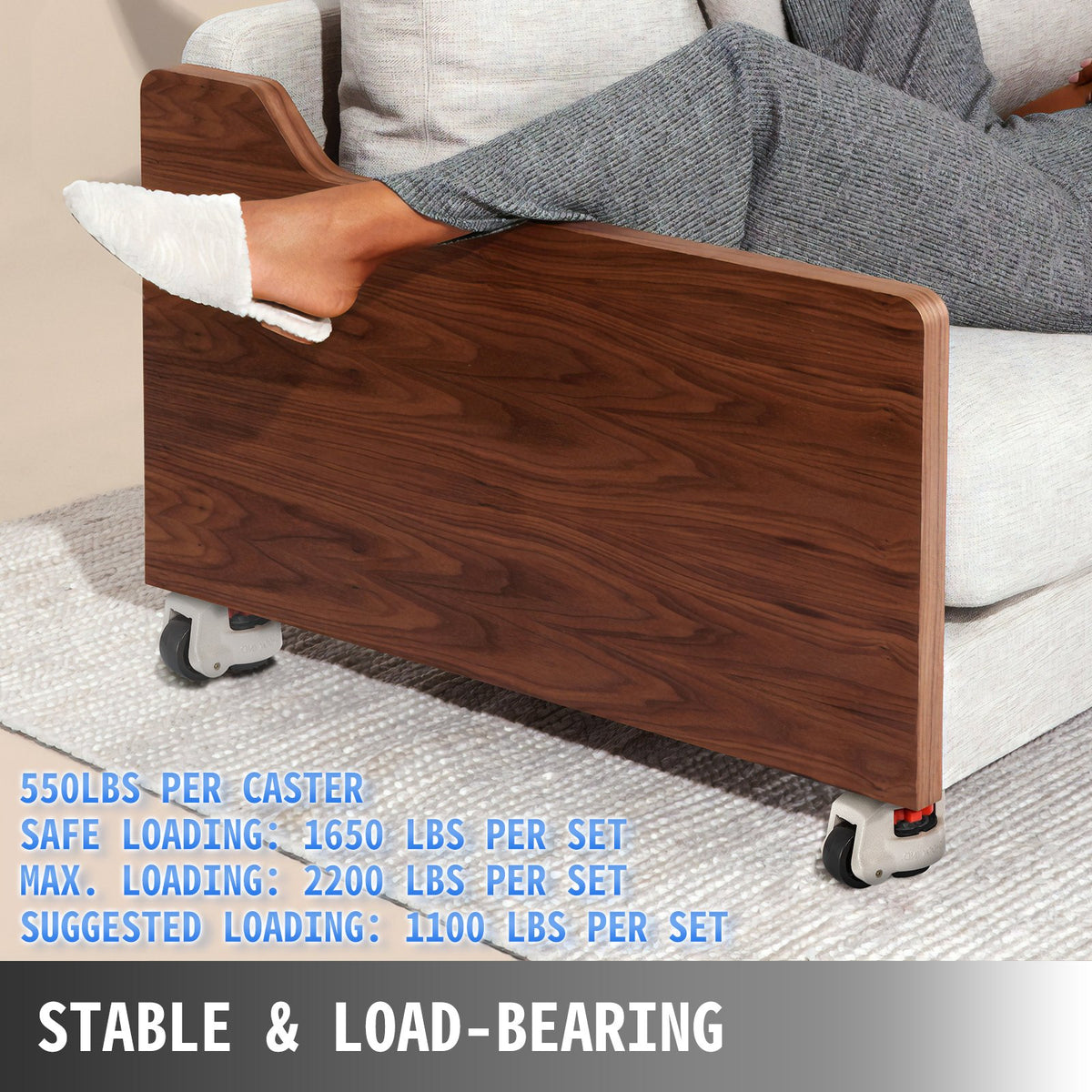 Leveling Casters 4 Pack GD-60F | Plate Mounted | 551kg Load Each | Nylon Wheels with NBR Pad