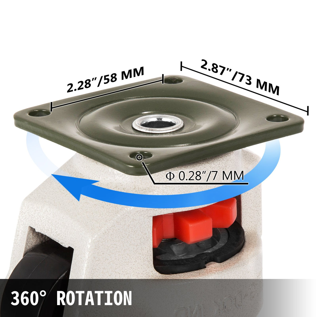 Leveling Casters 4 Pack GD-60F | Plate Mounted | 551kg Load Each | Nylon Wheels with NBR Pad