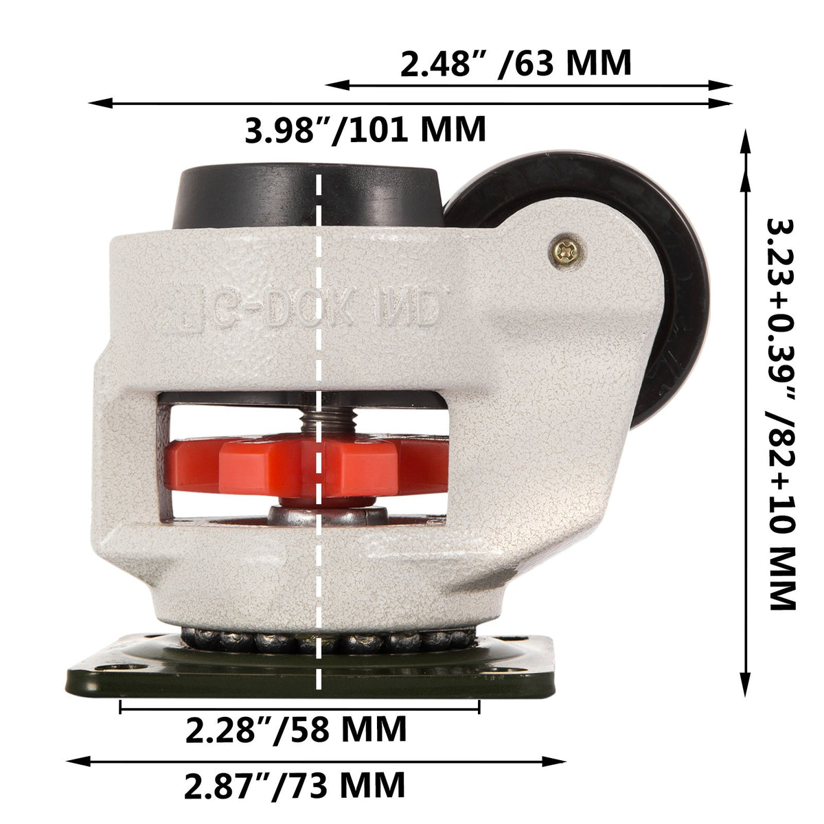 Leveling Casters 4 Pack GD-60F | Plate Mounted | 551kg Load Each | Nylon Wheels with NBR Pad
