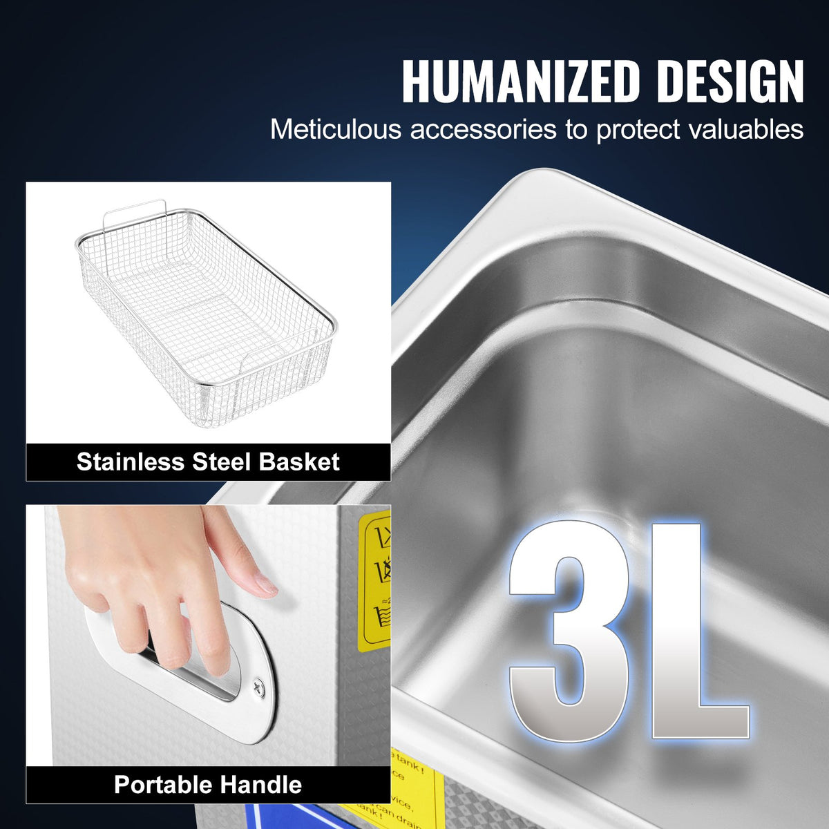 Ultrasonic Cleaner | 3L Stainless Steel Jewelry Cleaning Machine with Heater & Timer