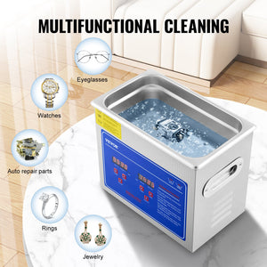 Ultrasonic Cleaner | 3L Stainless Steel Jewelry Cleaning Machine with Heater & Timer
