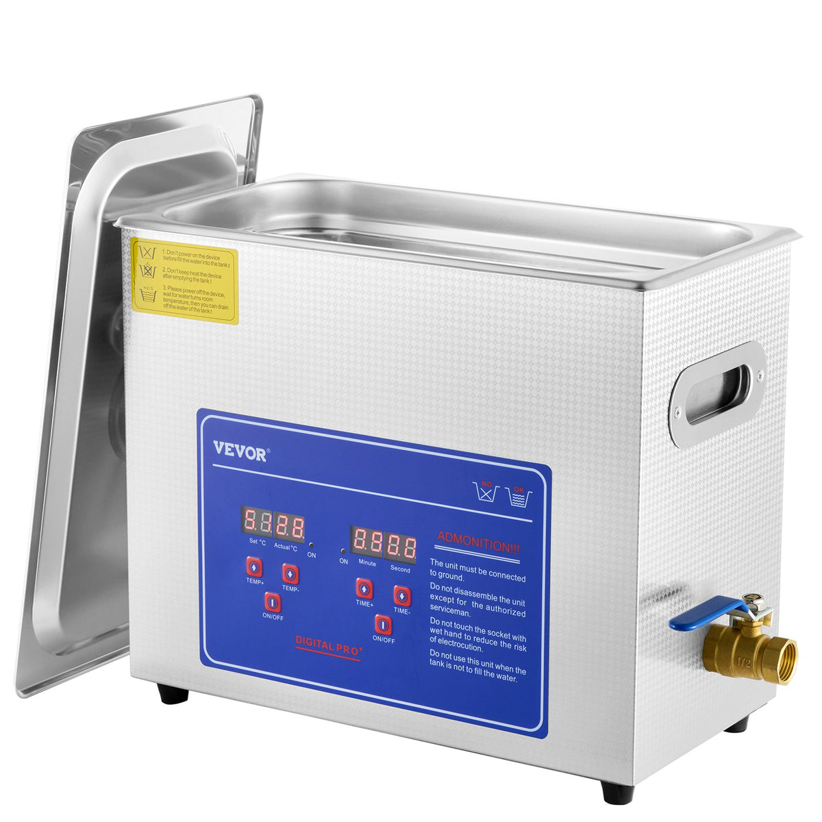 Ultrasonic Cleaner | 6L Stainless Steel Digital with Drain System