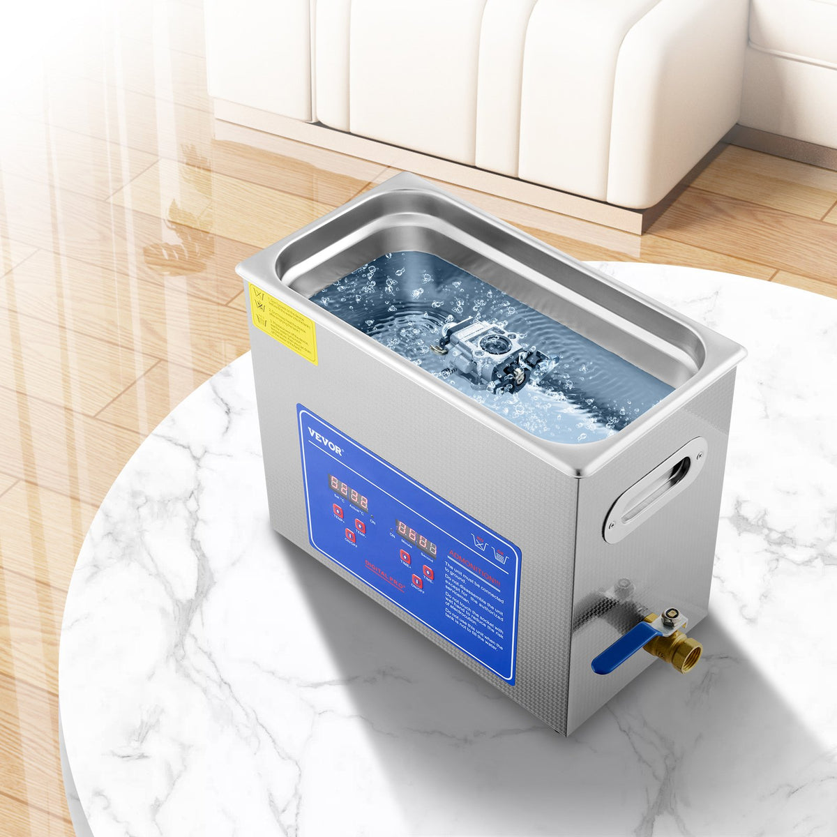 Ultrasonic Cleaner | 6L Stainless Steel Digital with Drain System