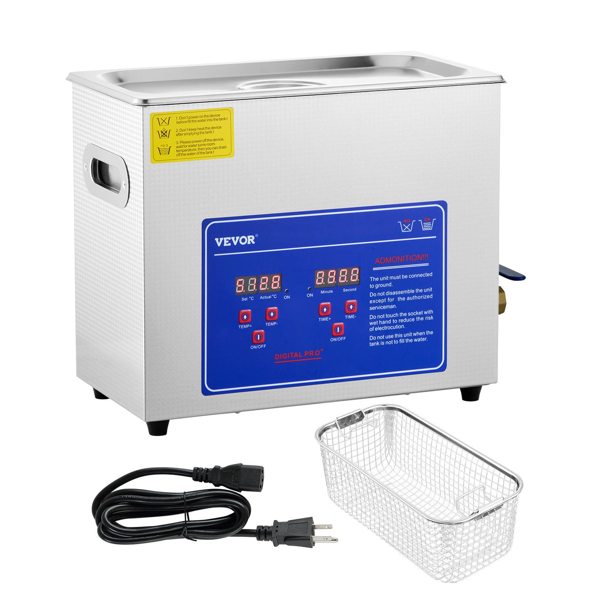 Ultrasonic Cleaner | 6L Stainless Steel Digital with Drain System
